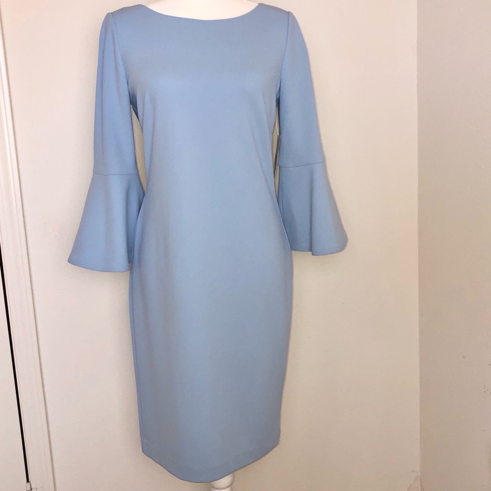 Jessica H Bell Sleeve Light Blue Dress. Size 6 - Picture 3 of 12